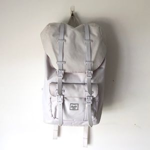 All white Herschel backpack with Laptop storage
